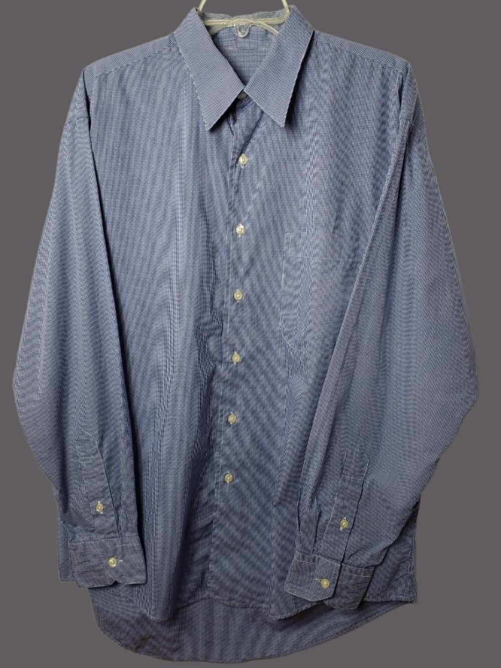 Burberry London Mens Gingham Dress Shirt Blue/White Large